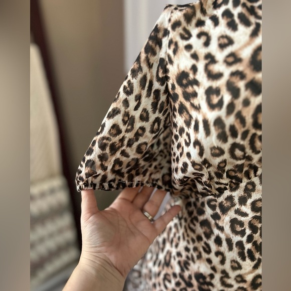 Wayf Leopard Print Animal V Neck Mini Dress XL - Picture 6 of 10